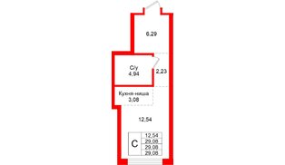 Квартира в ЖК «Северный ветер», студия, 29.08 м², 4 этаж