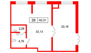Помещение в ЖК ЦДС Dreamline., 62.31 м², 1 этаж