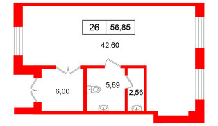 Помещение в ЖК ЦДС Dreamline., 56.85 м², 1 этаж