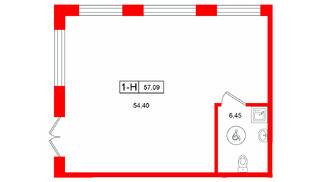 Помещение в ЖК Город спутник Южный., 57.09 м²