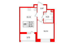 Квартира в ЖК «Титул в Московском», 1 комнатная, 33.47 м², 3 этаж