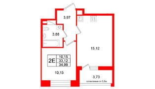 Квартира в ЖК Титул в Московском, 1 комнатная, 33.12 м², 3 этаж