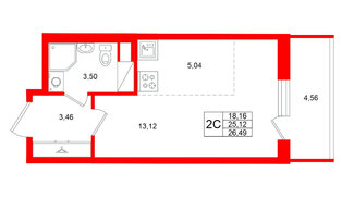 Квартира в ЖК Титул в Московском, студия, 25.12 м², 6 этаж