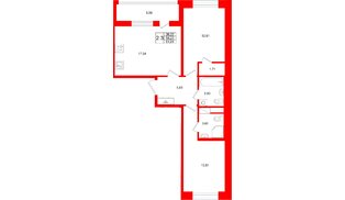 Квартира в ЖК Титул в Московском, 2 комнатная, 58.23 м², 6 этаж