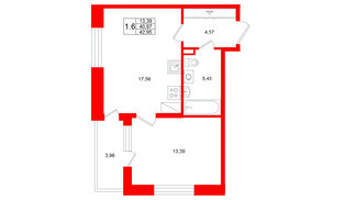 Квартира в ЖК Титул в Московском, 1 комнатная, 40.97 м², 10 этаж
