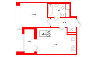 Квартира в ЖК Титул в Московском, 1 комнатная, 34.25 м², 10 этаж