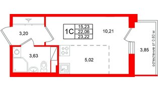 Квартира в ЖК «Титул в Московском», студия, 22.06 м², 9 этаж