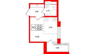 Квартира в ЖК «Титул в Московском», студия, 22.56 м², 7 этаж