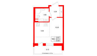 Квартира в ЖК Титул в Московском, студия, 22.15 м², 10 этаж