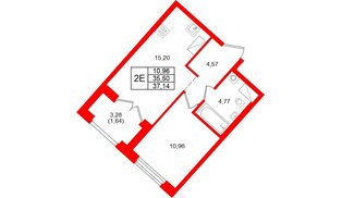 Квартира в ЖК «Речной квартал», 1 комнатная, 37.14 м², 9 этаж