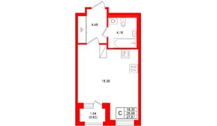 Квартира в ЖК «Аквилон Солар», студия, 27.81 м², 9 этаж