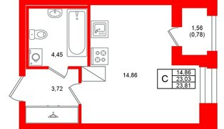 Квартира в ЖК «Аквилон Солар», студия, 23.81 м², 8 этаж
