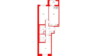 Квартира в ЖК «Аквилон Солар», 2 комнатная, 70.73 м², 3 этаж