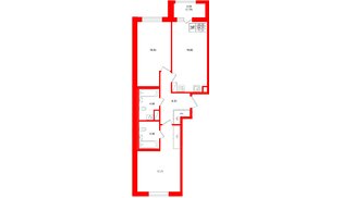 Квартира в ЖК «Аквилон Солар», 2 комнатная, 71.11 м², 11 этаж