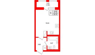 Квартира в ЖК «Аквилон Солар», студия, 24.7 м², 10 этаж