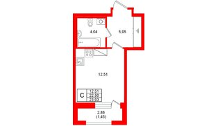 Квартира в ЖК «Аквилон Солар», студия, 23.93 м², 11 этаж