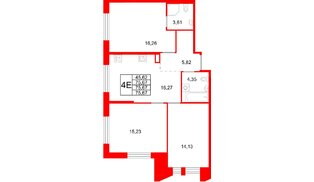 Квартира в ЖК «Галерная Гавань», 3 комнатная, 75.67 м², 9 этаж