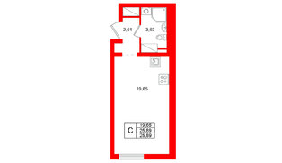 Квартира в ЖК 'Морская миля', студия, 25.89 м², 19 этаж
