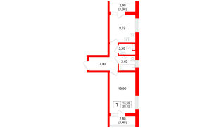 Квартира в ЖК Дом на Большом Смоленском, 1 комнатная, 39.1 м², 8 этаж