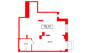 Помещение в ЖК ВЕРЕН НОРТ Сертолово, 75.11 м², 1 этаж