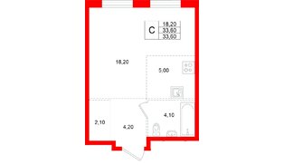 Квартира в ЖК «Ягодное Река Парк», студия, 33.6 м², 5 этаж
