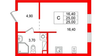 Квартира в ЖК «А101 Всеволожск», студия, 25 м², 5 этаж