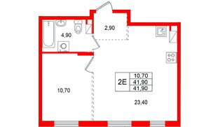 Квартира в ЖК «А101 Всеволожск», 1 комнатная, 41.9 м², 6 этаж