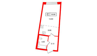 Квартира в ЖК Цвет Зеленогорска, студия, 30.9 м², 2 этаж
