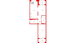 Квартира в ЖК «Сибирь», 2 комнатная, 76.6 м², 2 этаж