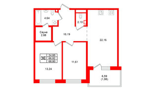 Квартира в ЖК Grona Lund, 2 комнатная, 68.8 м², 2 этаж