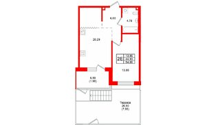 Квартира в ЖК «Грена Лунд», 1 комнатная, 54.86 м², 1 этаж
