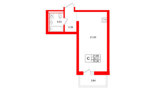 Квартира в ЖК Брусника в Новоселье, студия, 30.26 м², 8 этаж