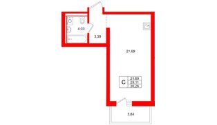 Квартира в ЖК «Брусника в Новоселье», студия, 30.26 м², 9 этаж