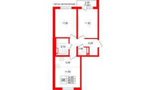 Квартира в ЖК «Ржевский парк», 2 комнатная, 49.7 м², 5 этаж