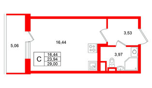 Квартира в ЖК «Югтаун», студия, 29 м², 2 этаж