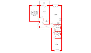 Квартира в ЖК Любоград, 3 комнатная, 82 м², 4 этаж