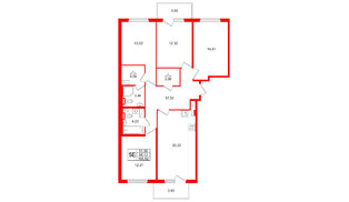 Квартира в ЖК «Любоград», 4 комнатная, 105.92 м², 2 этаж