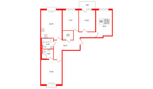 Квартира в ЖК «Любоград», 4 комнатная, 108.7 м², 3 этаж