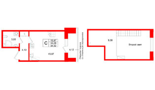 Квартира в ЖК Аристократ, студия, 33.28 м², 8 этаж