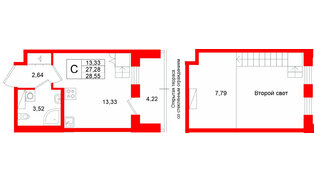 Квартира в ЖК Аристократ, студия, 27.28 м², 8 этаж