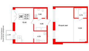 Квартира в ЖК Аристократ, 1 комнатная, 45.31 м², 8 этаж