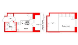 Квартира в ЖК «Аристократ», студия, 27.27 м², 8 этаж