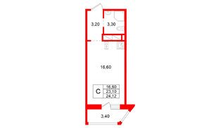 Квартира в ЖК Аннинский парк, студия, 23.1 м², 1 этаж