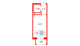 Квартира в ЖК Аннинский парк, студия, 22.7 м², 1 этаж