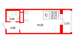 Квартира в ЖК Аннинский парк, студия, 24.1 м², 9 этаж