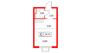 Квартира в ЖК Янинский Лес, студия, 22.1 м², 15 этаж