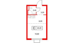 Квартира в ЖК «Янинский Лес», студия, 22.2 м², 12 этаж