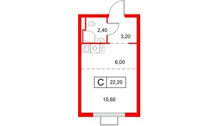 Квартира в ЖК «Янинский Лес», студия, 22.2 м², 14 этаж
