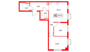 Квартира в ЖК Янинский Лес, 2 комнатная, 56 м², 15 этаж