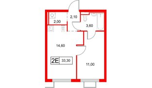 Квартира в ЖК «Янинский Лес», 1 комнатная, 33.3 м², 12 этаж